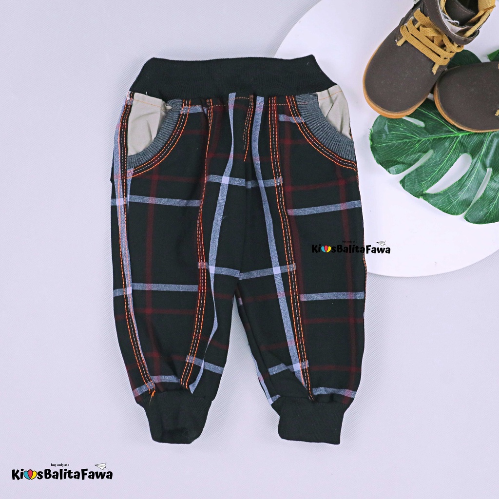 Jogger Bobo uk 1-2 Tahun / Joger Motif Kotak-Kotak Anak Laki Perempuan Polos Kantong Outfit Pants