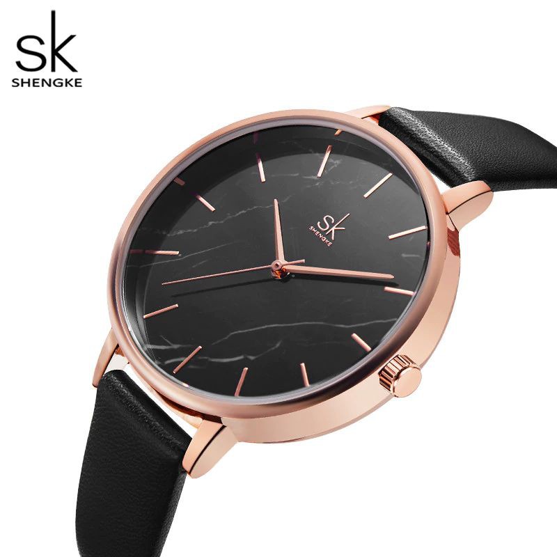 SHENGKE 0039 Jam Tangan Wanita Analog Tali Kulit WK-SBY