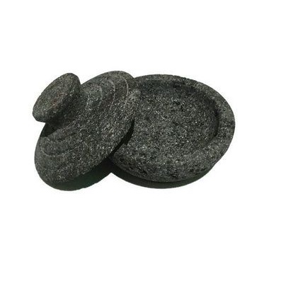 Cobek tempat sambal set tutup batu asli / mokun