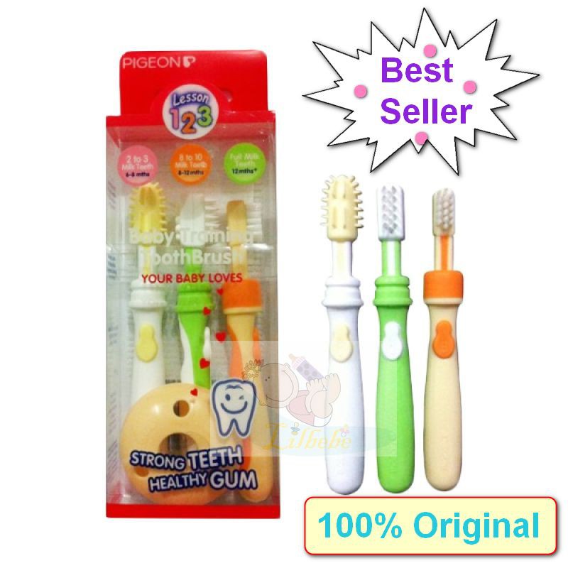 Pigeon baby Training Toothbrush Tooth Brush Set /  Lesson 123 1 2 3 - Sikat Gigi Bayi