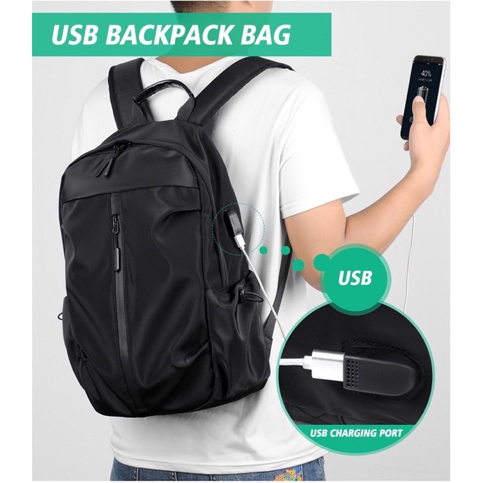 Tas Ransel Laptop Usb Premium Anti Air Original Bisa Untuk Cas Hp