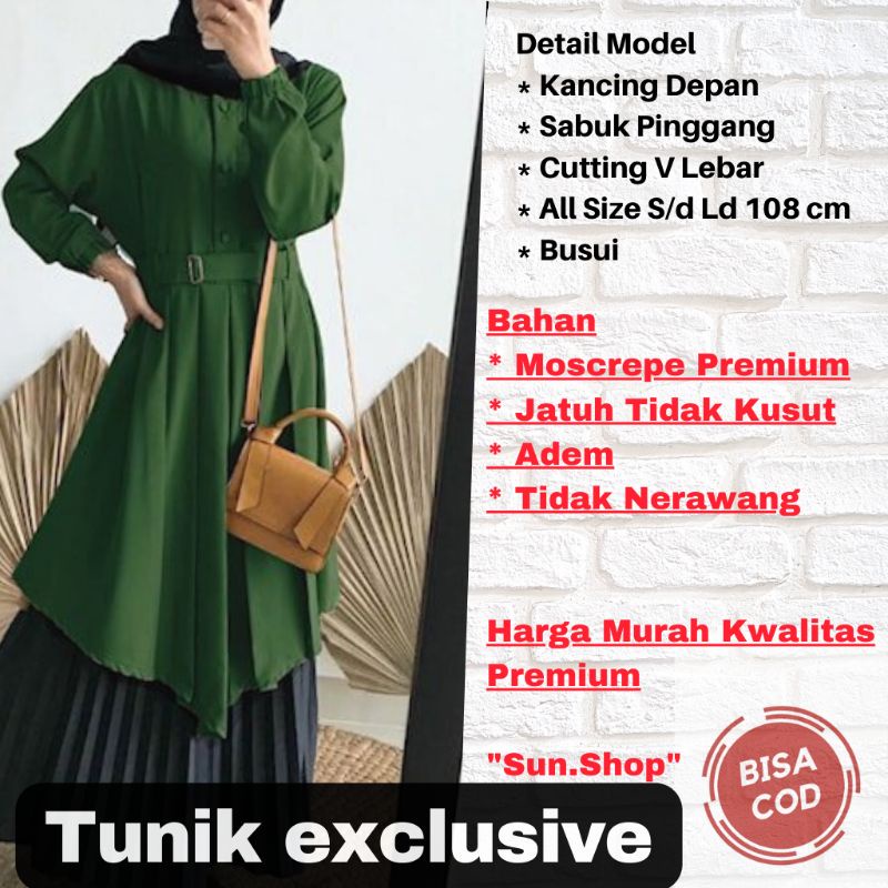 Tunik Wanita Exclusive Terbaru Premium Tunik Hijau Botol