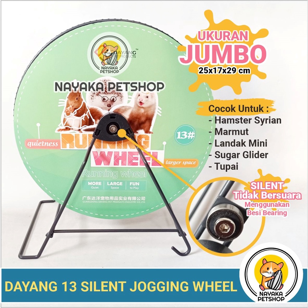 Dayang 13 Silent Jogging Wheel Jumbo Kincir Hamster Syrian Mainan Landak Mini Rolling Marmut Roda Putar Hewan