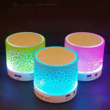 SPEAKER MINI BLUETOOTH MUSIC BOX MOTIF RETAK BERLAMPU LED WARNA WARNI CANTIK JELITA