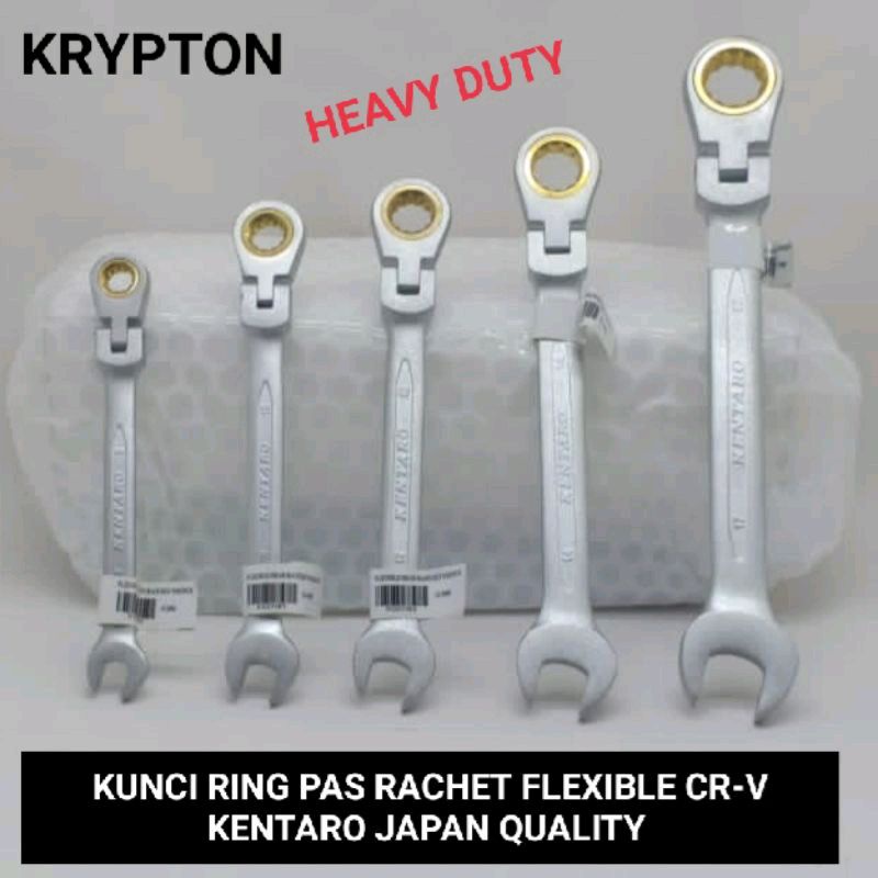 KUNCI RING PAS 19MM RACHET FLEXIBLE CR-V HEAVY DUTY KENTARO JAPAN