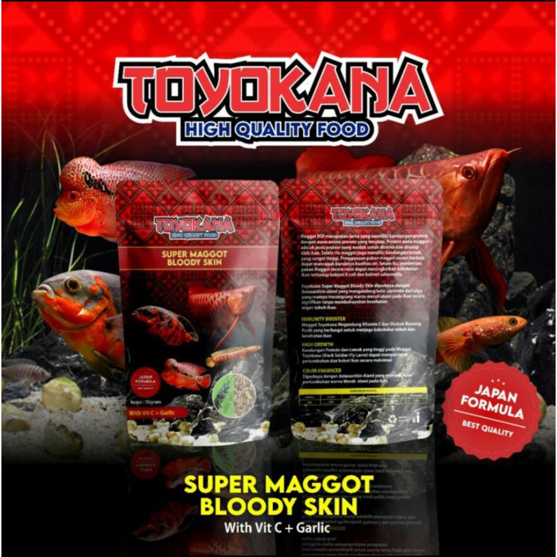 Super Maggot Bloodt Skin Toyokana 50 Gr Maggot kering BSF Pakan Ikan Predator
