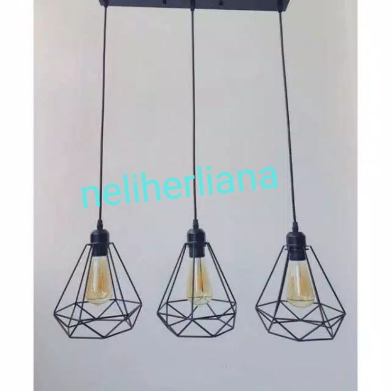 Lampu hias gantung 3 cabang full set+bohlam 3 pcs