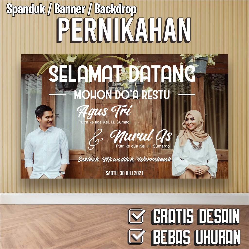 Spanduk pernikahan selamat datang banner pernikahan mohon do'a restu Gratis Desain