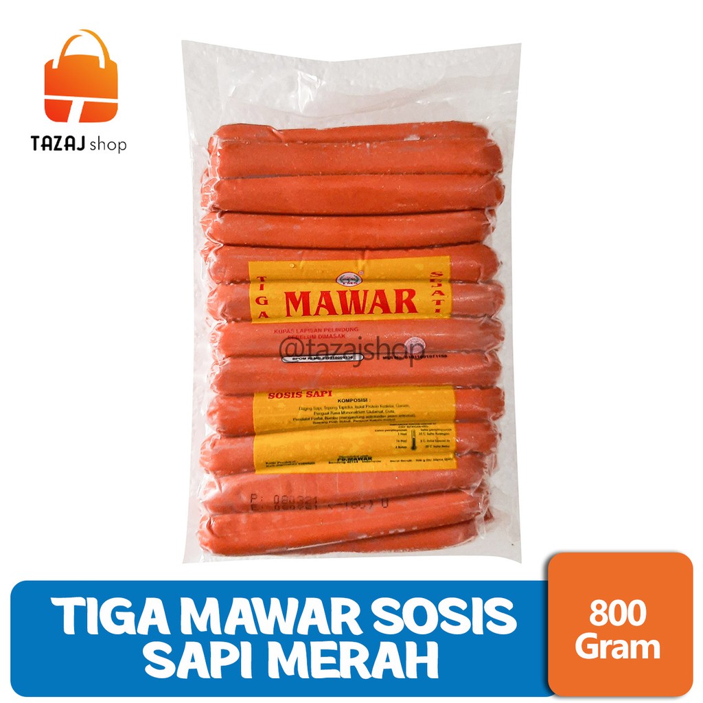 Tiga Mawar Sosis Sapi Merah Isi 34pcs