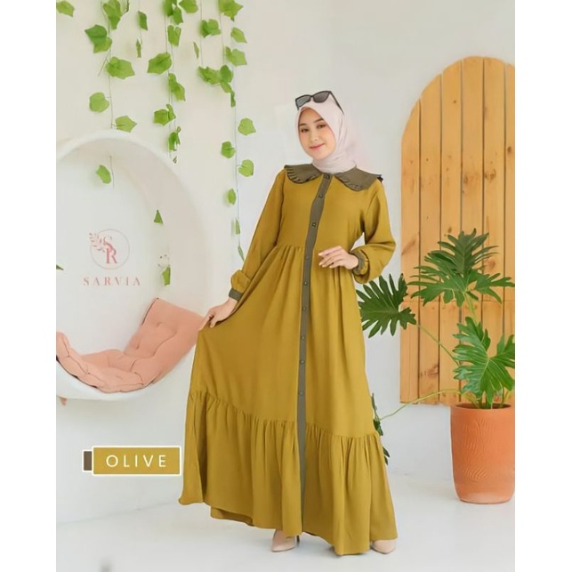 Fashion Muslim Gamis TAMARA crinkle salur dan SARVIA rayon dress adem kekinian terlaris