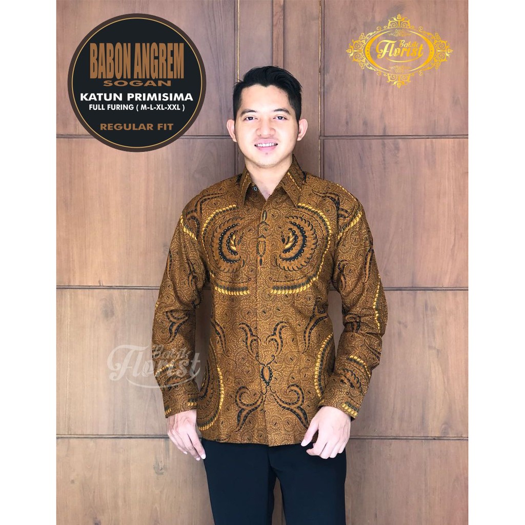 BABON ANGREM SOGAN Kemeja Batik Pria Full Furing Bahan Katun Primisima