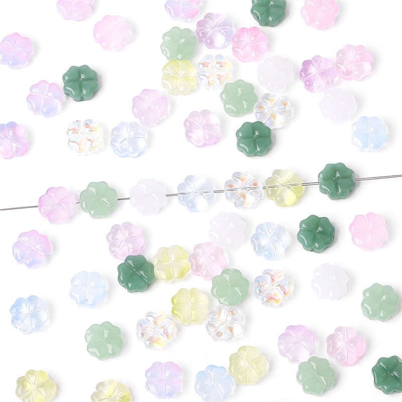 20pcs 12x12mm Empat Daun Semanggi Lampwork Glass Bead Multicolor Kristal Ceko Manik-Manik Longgar Untuk Membuat Perhiasan DIY Charms Gelang Aksesoris