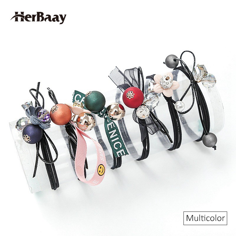 

Herbaay 6Pcs/Set Korea Ikat Rambut Bunga Simple Bahan Karet Gaya Korea Untuk Wanita RENDA PACKING