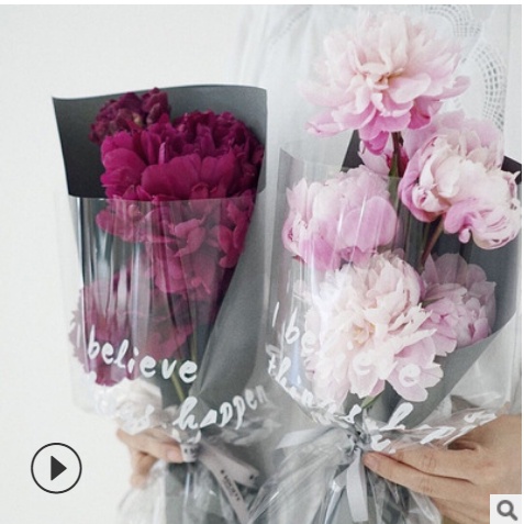 Flower Wrapping Ecer Transparant Cellophane Kertas Buket Bunga Hand Bouquet KB6045