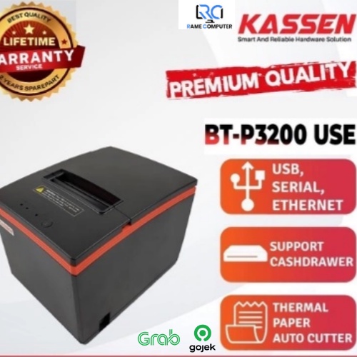 PRINTER KASIR KASSEN BT P3200 USE THERMAL PAPER 80 AUTOCUTTER ANTRIAN