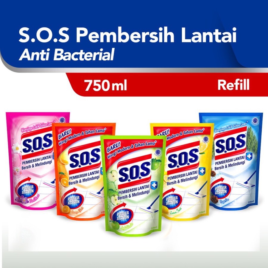 SOS Floor Cleaner (Pembersih lantai) REFILL 750 ML/SOS Pembersih Lantai Refill [750mL]