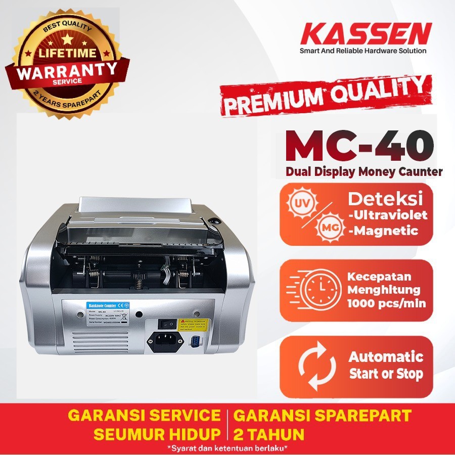 MESIN PENGHITUNG UANG KASSEN MC-40 MONEY BILL COUNTER MC40