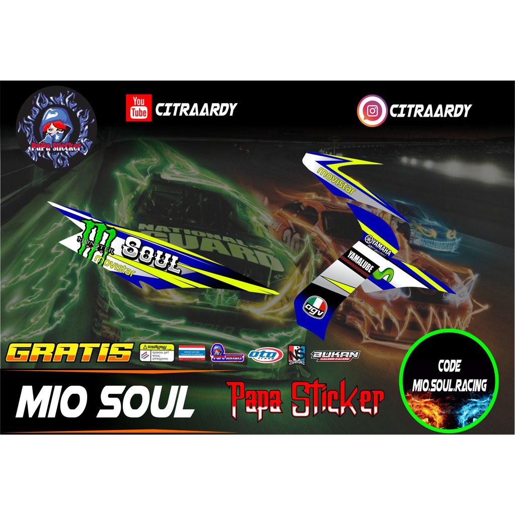 STRIPING MIO SOUL KARBU,Stiker Motor Mio Soul Karbu,Sticker Mio Soul RACING