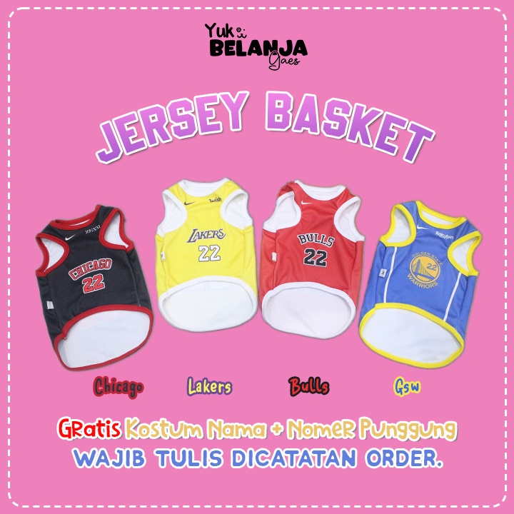 [𝗕𝗜𝗦𝗔 𝗖𝗢𝗦𝗧𝗨𝗠 𝗡𝗔𝗠𝗔] Baju Kucing Jersey Basket Series (Bisa Request Club/Team) / Baju Kucing anjing kelinci / Size S-XL / Yuk Belanja Gaes!