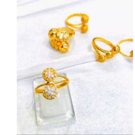 cincin bulat dua motif cantik perhiasan wanita