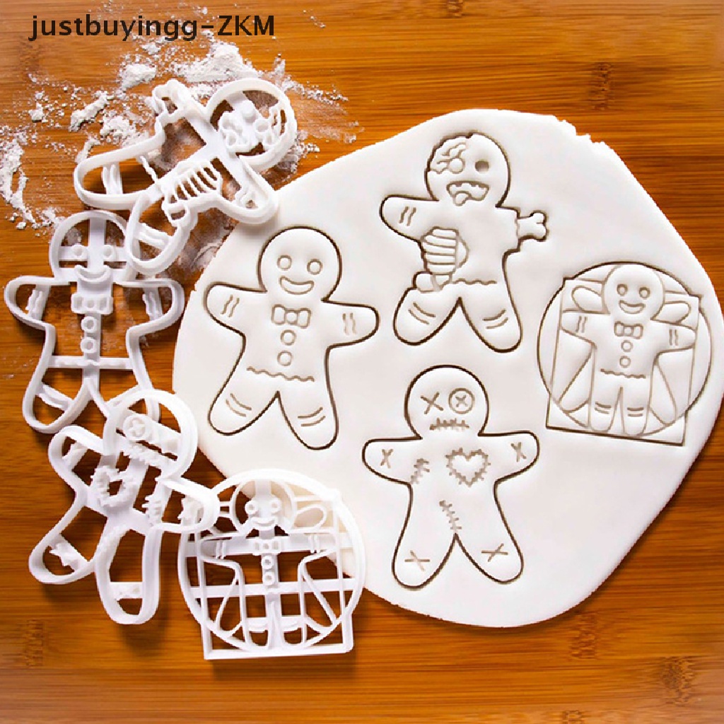 1 Pc Cetakan Pemotong Kue Bentuk Kartun Gingerbread Man Natal Bahan Plastik