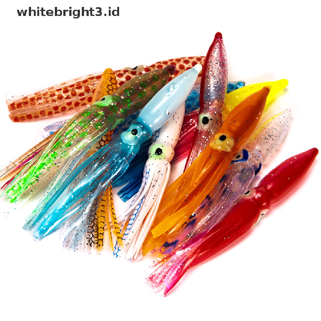 (whitebright3.id) 10pcs Umpan Pancing Softlure Bentuk Cumi-Cumi 8cm