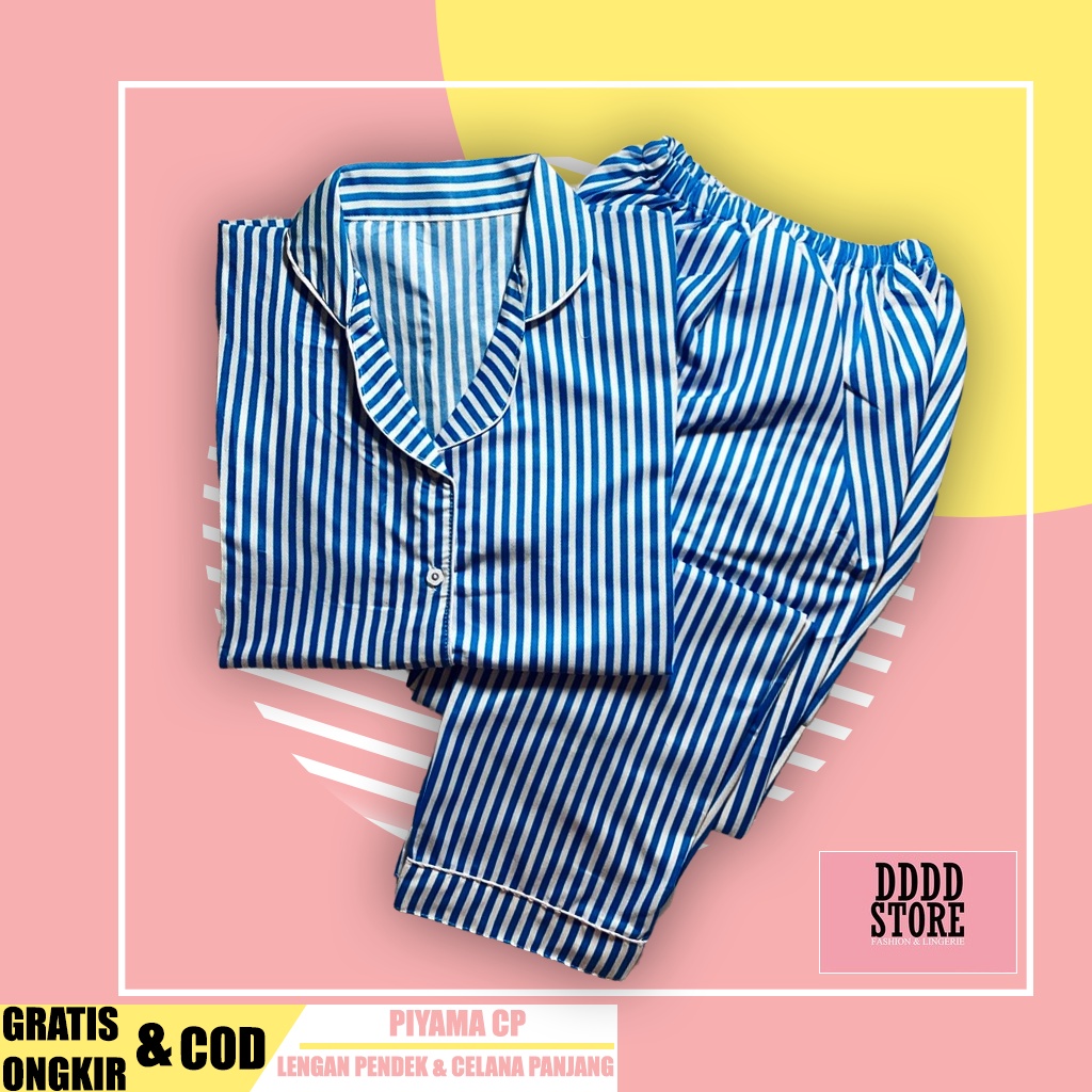 BAJU TIDUR WANITA/PIYAMA WANITA KATUN MOTIF SALUR CP