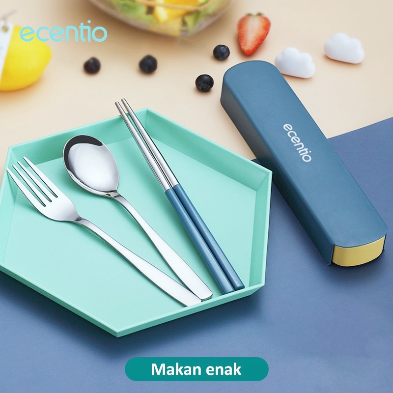 ecentio sendok makan stainless steel alat makan set sendok garpu pisau set alat makan perlengkapan makan