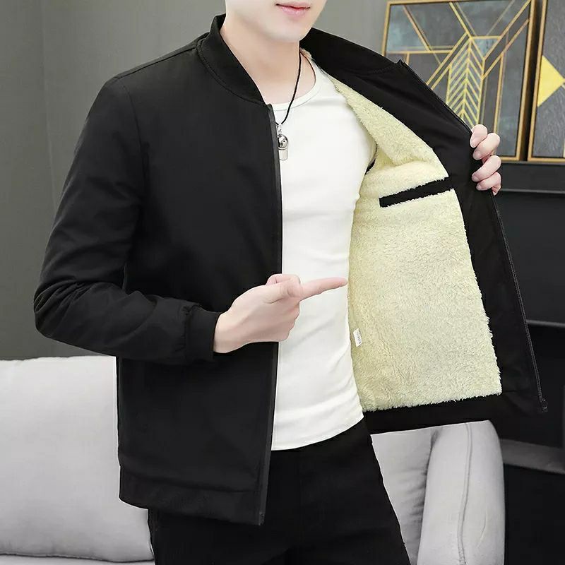 DISKON SPECIAL  Jaket pria distro, Jaket bomber musim dingin tebal import, Jaket bulu tebal