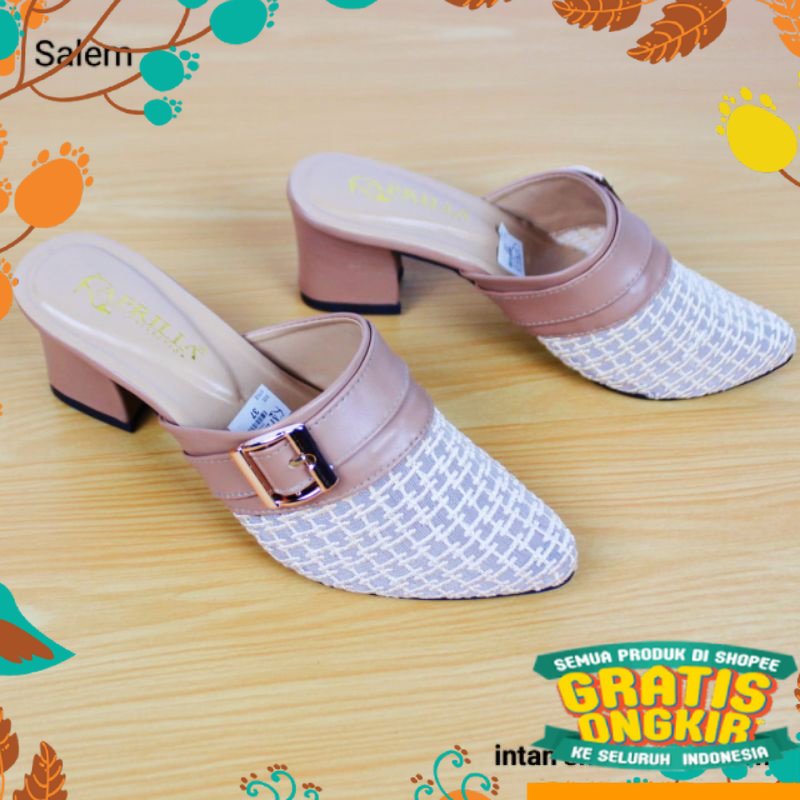 sepatu sendal pink salem grey ungu hijau muda tua dark light / Terbaru sepatu sandal brukat wanita p