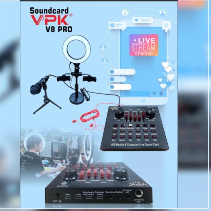 Soundcard VPK V8 PRO Bluetooth (Hanya Unit Soundcard Saja ya) NEW