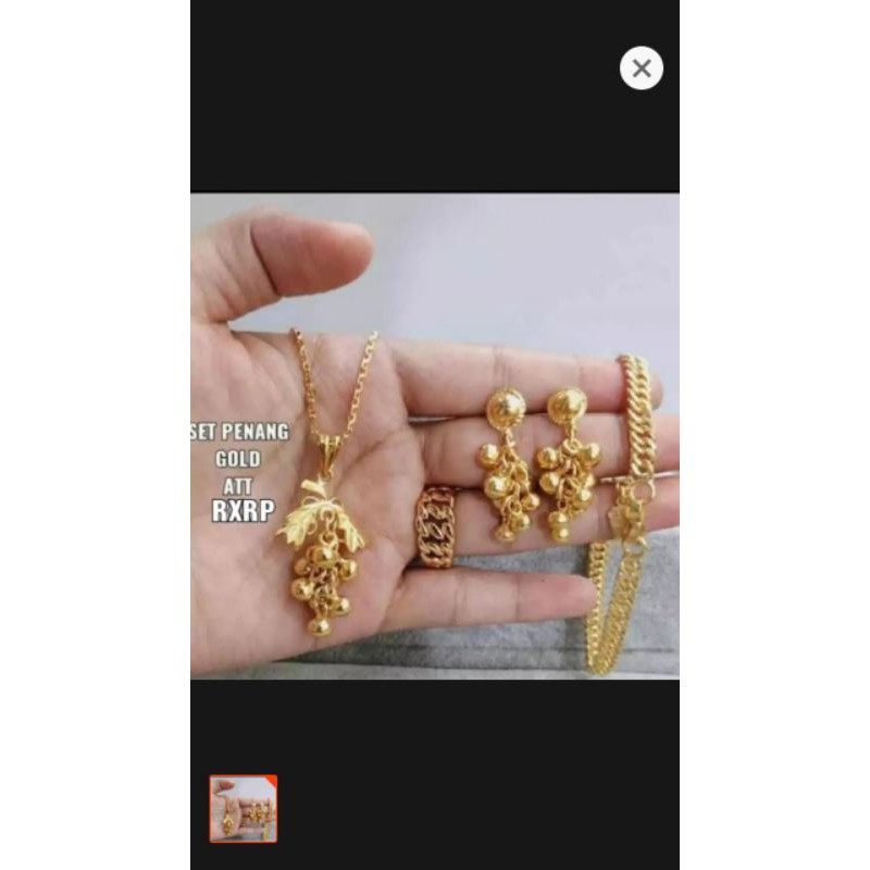 set replika emas kalung,gelang, anting,cincin awet tahan lama FREE BOX