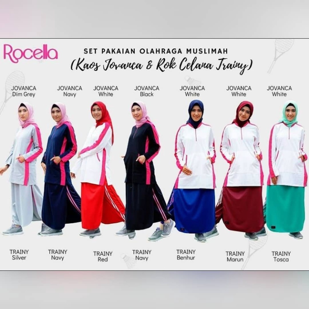 ROCELLA SET BAJU OLAHRAGA || KAOS JOVANCA || ROK CELANA TRAINY || SET OLAHRAGA
