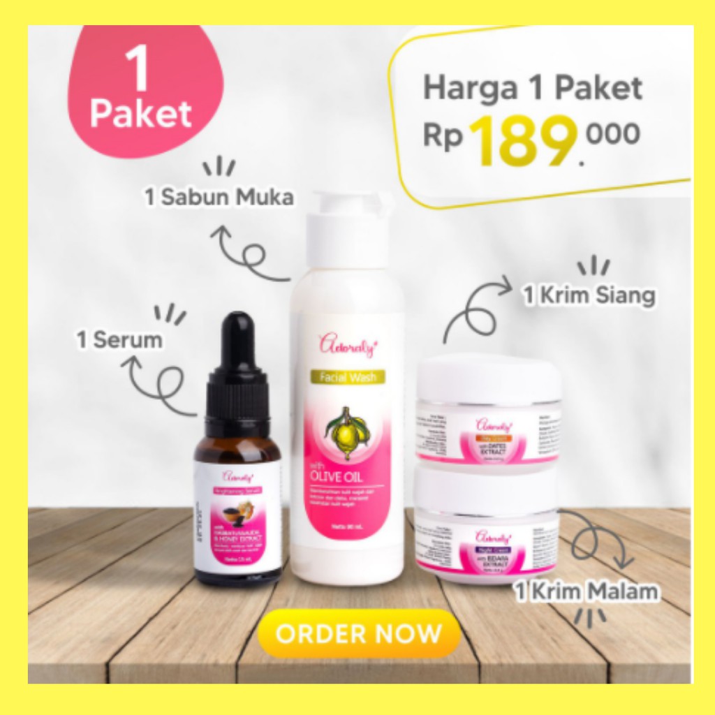 Skincare BPOM Glowing Penghilang Jerawat Cream Pemutih Wajah Adoraly Skincare Ori Paket Kecantikan
