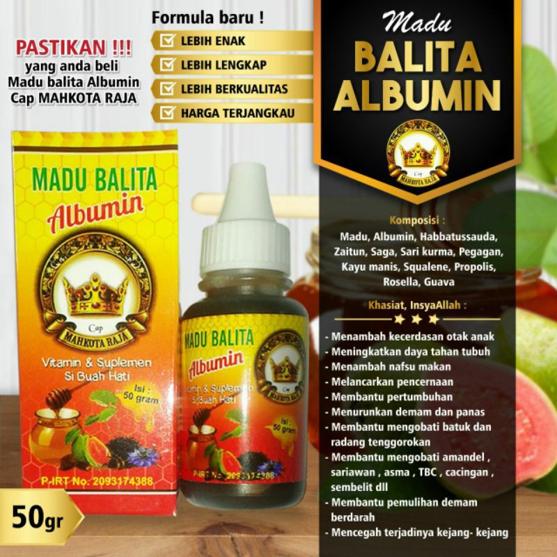 

Madu Anak Balita Albumin cap Mahkota Raja