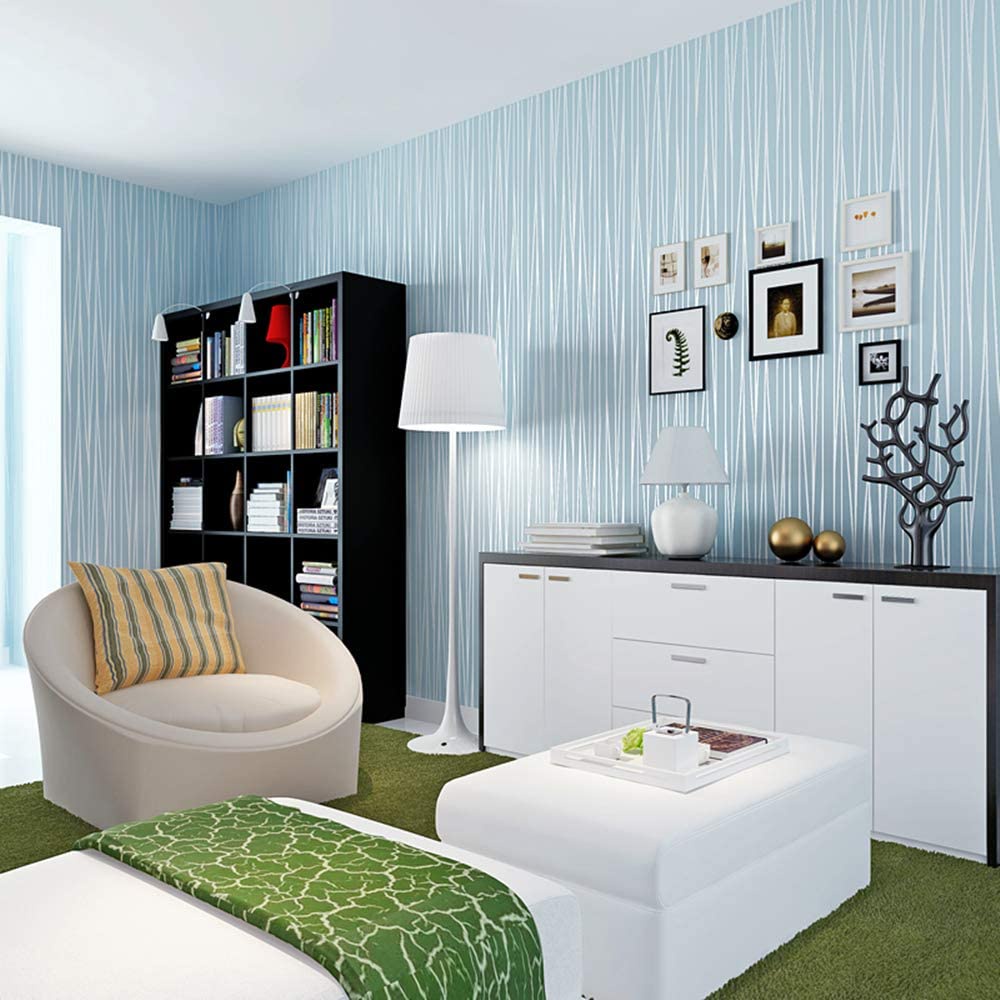 Wallpaper Dinding Polos Biru Tekstur Wave 8m x 45cm