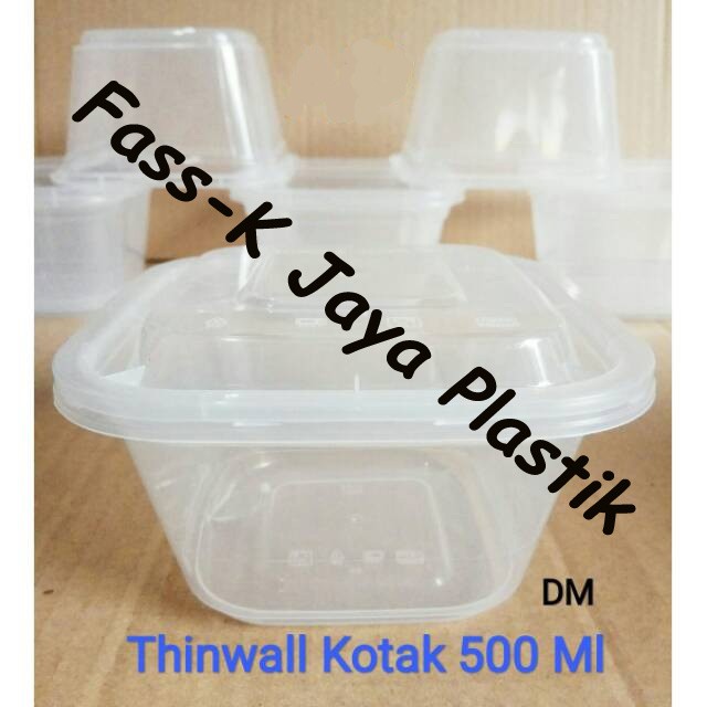 Thinwall kotak 500ml / Kotak Plastik Makanan / Lunch Box Mini SQUARE 500ml