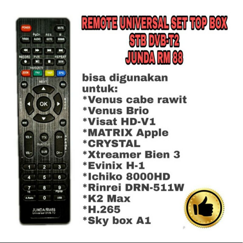 Remote Multi Set Top Box STB DVB T2 / Remote Universal Sky Box A1 Matrix Apple DLL