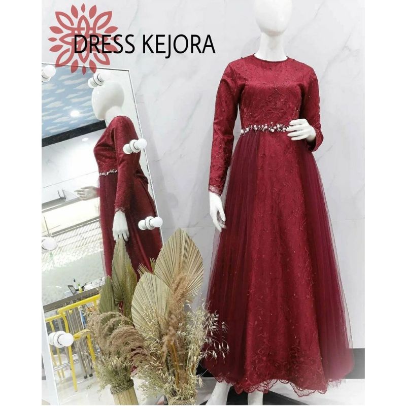 Baju Pesta Wanita Muslim Remaja Kondangan Brukat Mewah Elegan Dress Maxi Kejora Lebaran Terbaru 2022