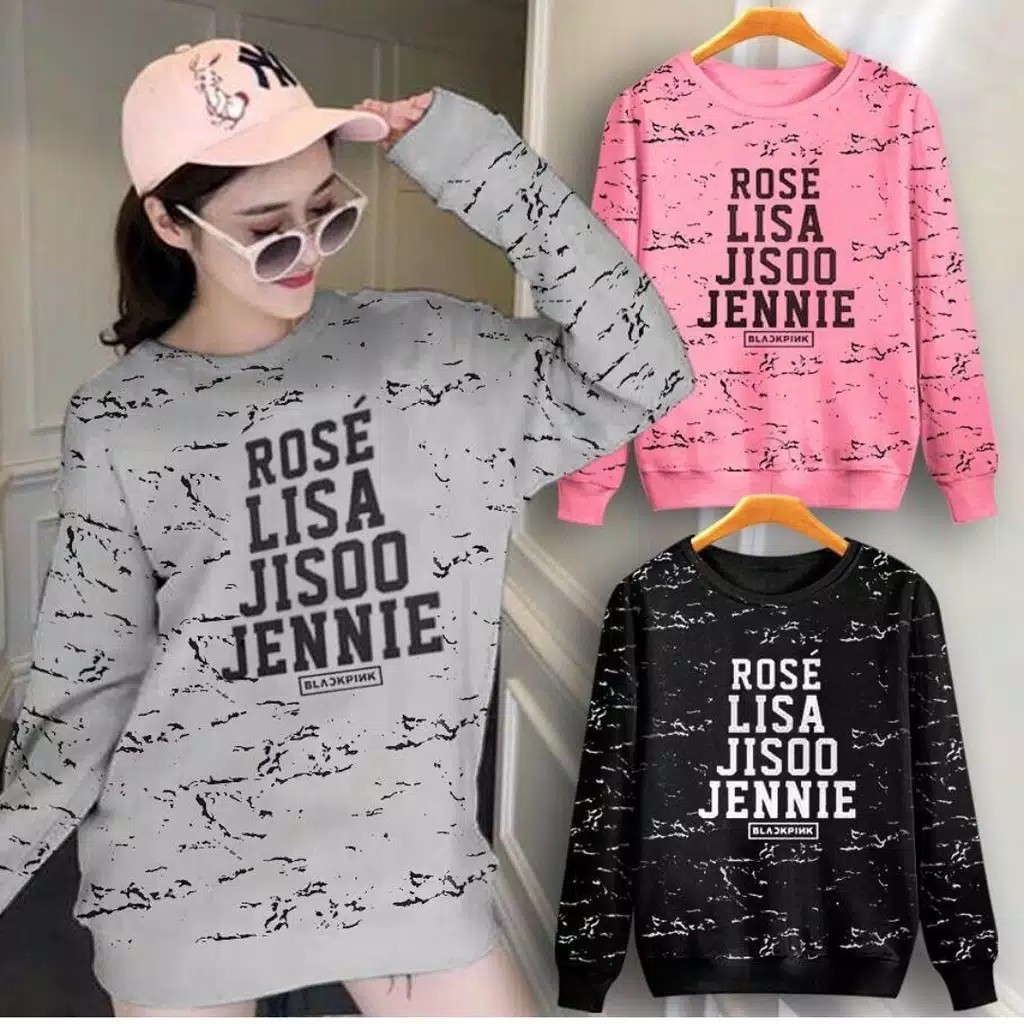 SWEATER WANITA CROP ROSE LISA JISOO JENNIE BAJU ATASAN LENGAN PANJANG