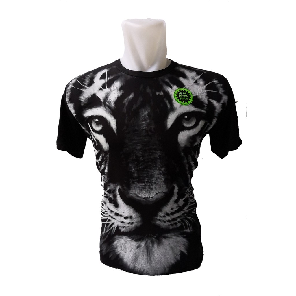 Baju Kaos Tshirt 3D Glow in the dark Macan Putih Import Jumbo Big Size XL-XXXL