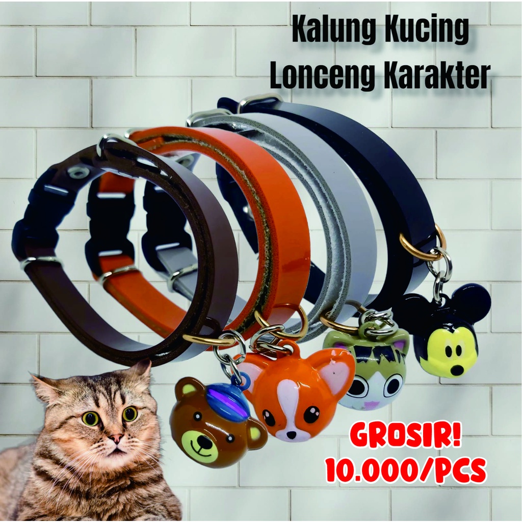 KALUNG KUCING KULIT LONCENG KARAKTER / BONEKA