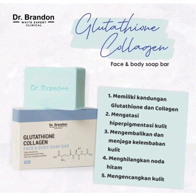 Dr brandon Soap Bar Glutathione + Collagen Brightening Firming Face &amp; Body 60gr