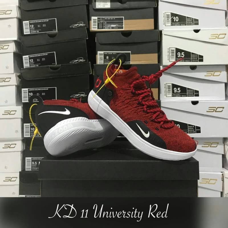 KD 11 University Red / Sepatu Basket Kevin Durant Merah Hitam Putih
