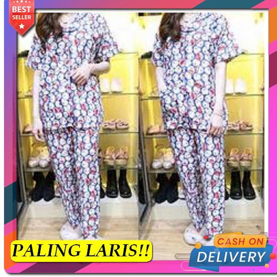 Ramdan Official 010 - Miwari One Set Rayon Crinkle Airflow Midi Dress  [Pajamas Emon Cp Bc]Setelan W