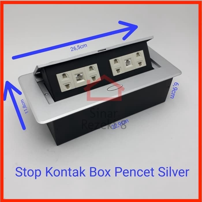 Jual power socket outlet stop kontak box slv listrik meja kantor