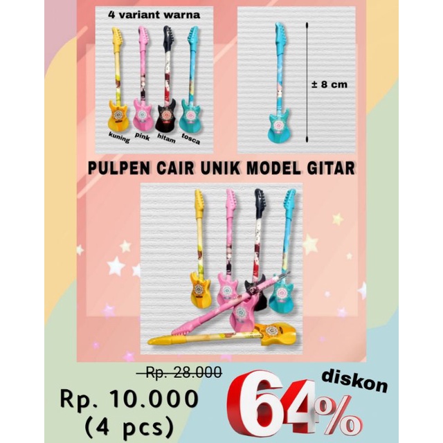 

[PROMO 4 PCS] PULPEN CAIR UNIK MODEL GITAR