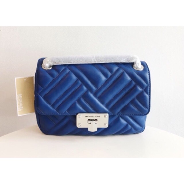 Tas michael kors mk peyton flap blue sapphire original bag