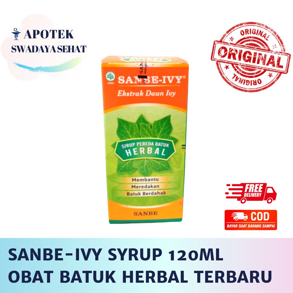 SANBE-IVY SYRUP 120ML - OBAT BATUK HERBAL TERBARU 60ML Sanbe Ivy Ekstrak Daun Ivi