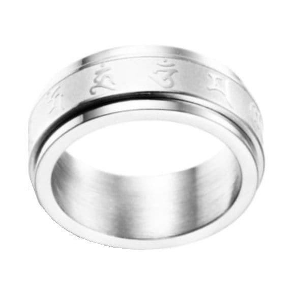 Cincin Pria Doa Buddha Buddhist Titanium Steel Ring Prayer Buddha